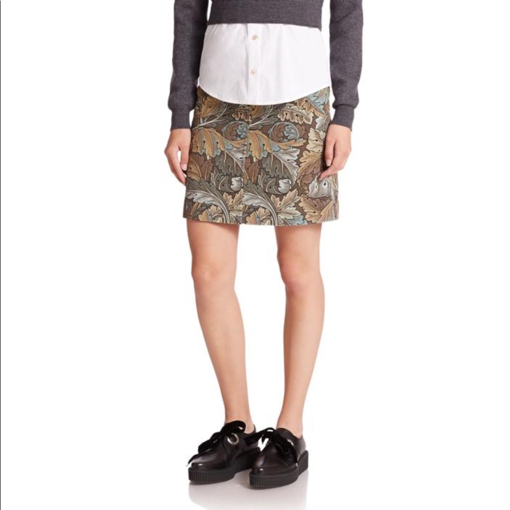Marc Jacobs Acanthus Army Cotton A-Line Skirt Sz 0 Nwt